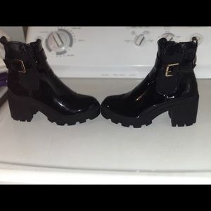 Women’s Black Buckle Heeled Boots